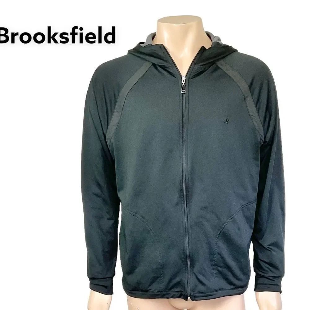 Brooksfield Performance black zip athletic hoodie jacket XL